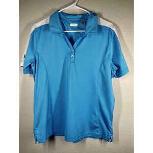 Oxford Golf Women's Super Dry Polo Shirt Performance Athletic Blue White L
